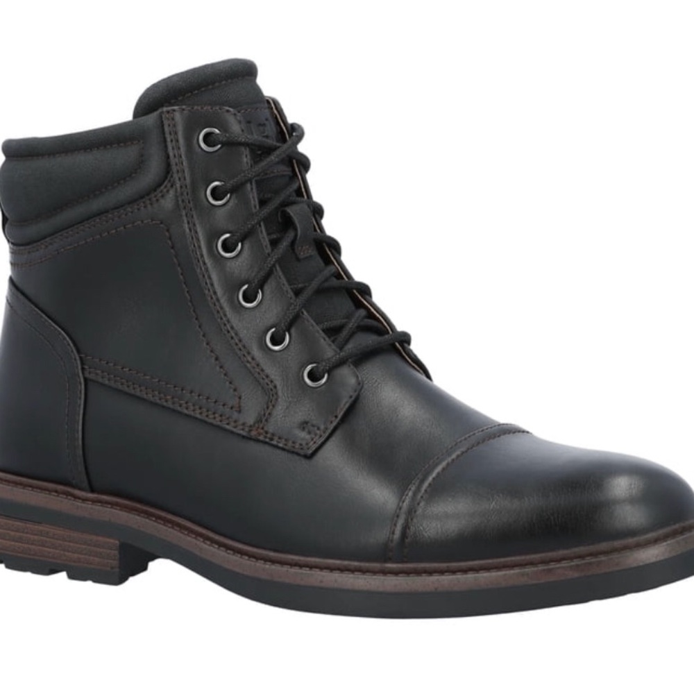 GEORGE Mens Ankle Boots Size 8 Side Zip Lace Up Comfort Insole Black New